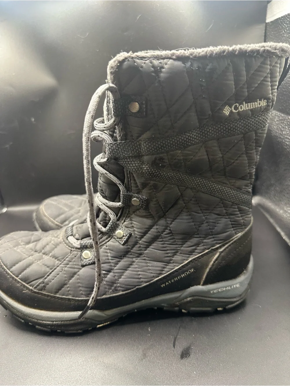 Columbia Black Quilted Waterproof Lace-Up Women’s Winter Boots
